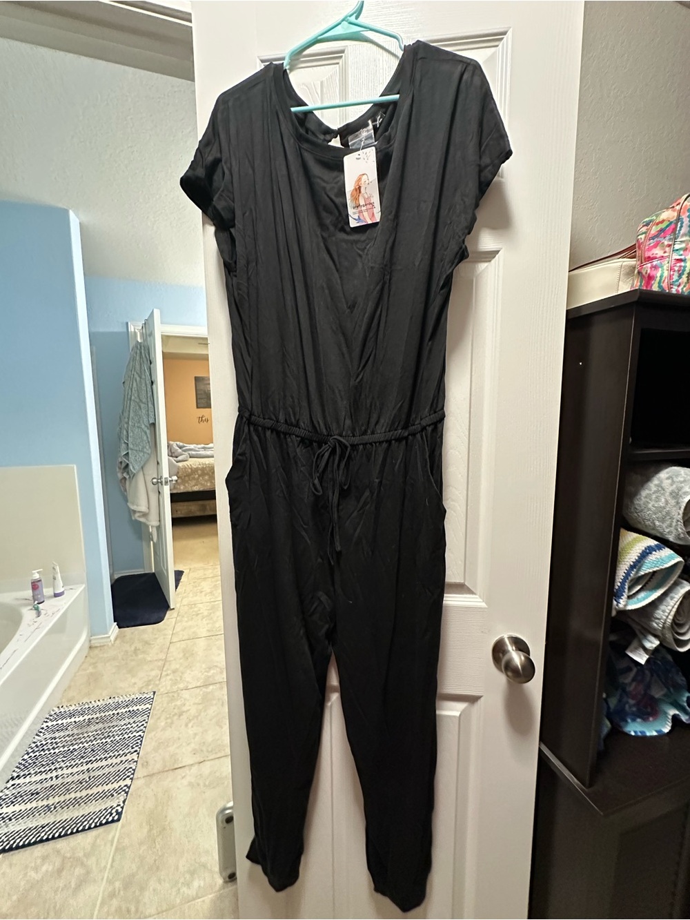 Classic Black Drawstring Jumpsuit - Women's Romper